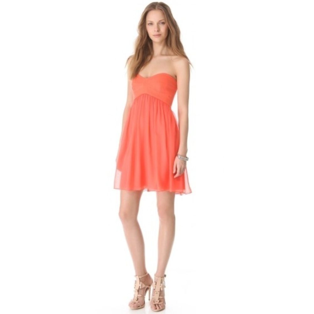 DVF Asti Short Strapless Silk Dress, Coral
